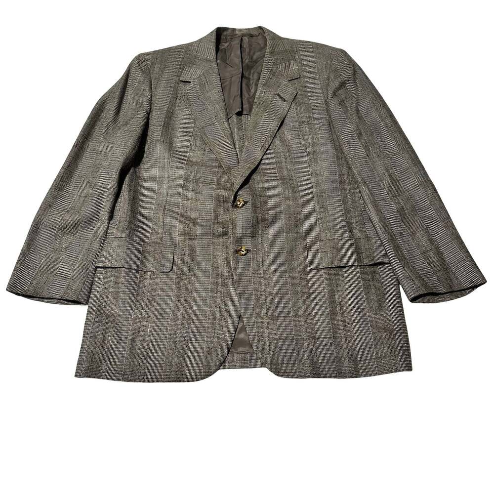 Vintage Men’s Gray Glen Plaid Wool Sport Blazer 46R Oxxford Clothes Mr Ooley’s